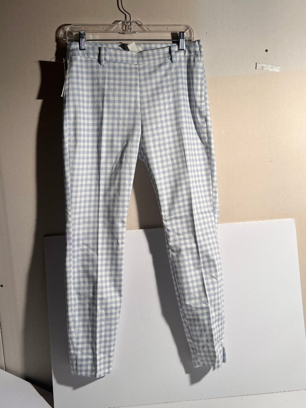 H&M Blue Gingham Super Stretch Pants Size 8 NWT